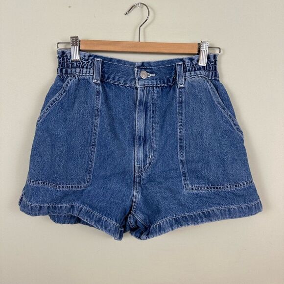 Levis Medium Wash High Rise Paper-Bag Denim Shorts 29in - Picture 1 of 8